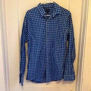 GAP Slim Fit Men’s Button Down Dress Shirt - Size L, Blue Plaid